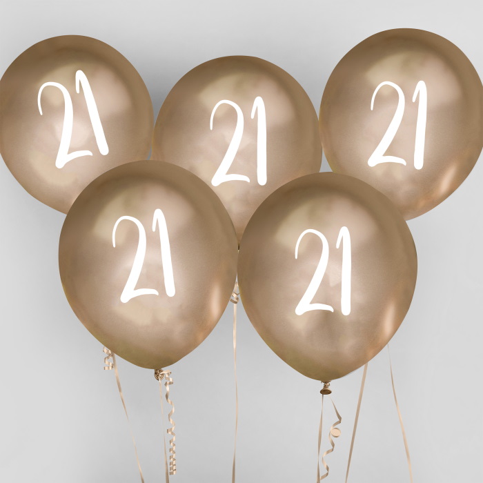 Gold 21st Birthday Latex Balloons Pack of 5 image 2